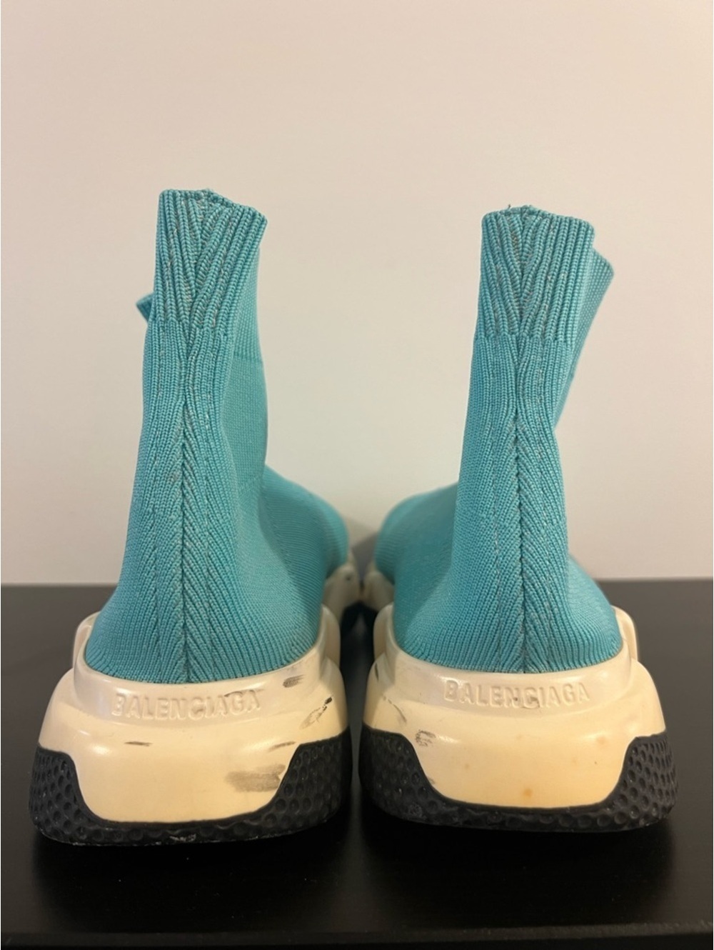 Balenciaga Speed Trainer Teal Knit Sock Sneakers Luxury Designer Shoes - Picture 8 of 9